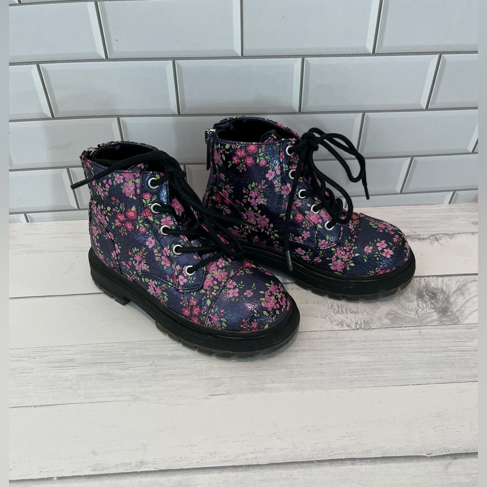 Niña Size:9 Girls Diana Navy Floral Shoes Excellent Condition